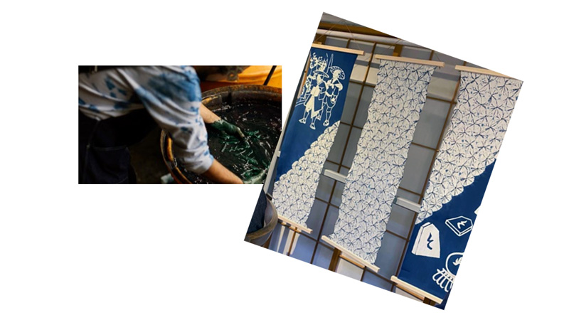 本藍染め/再現した本藍染めの手拭い3点