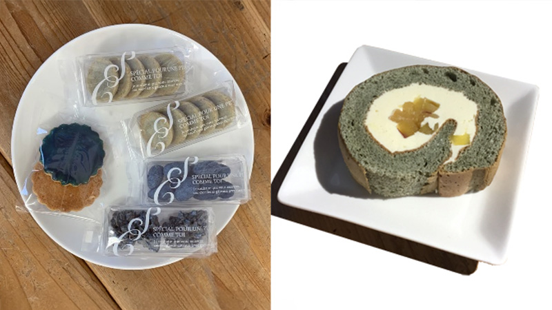 できあがった藍のスイーツ